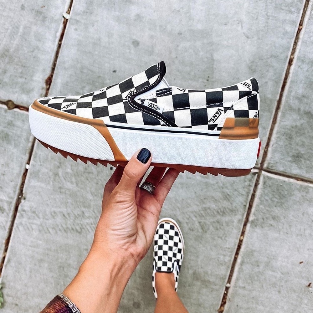 VANS PLATFORM CHECKERED SLIPONS